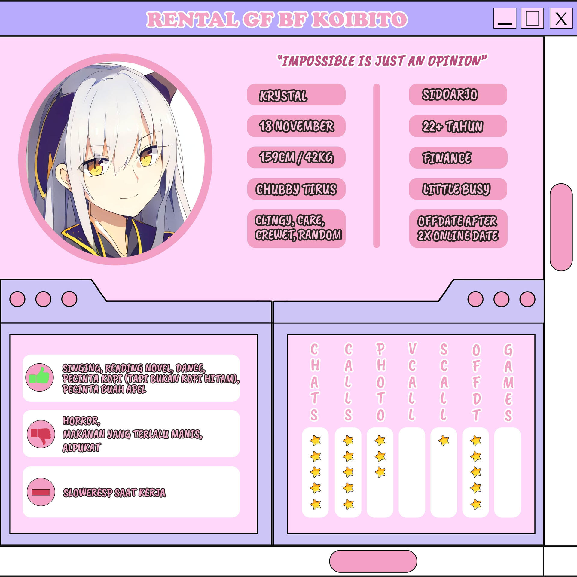 Rental Pacar Krystal